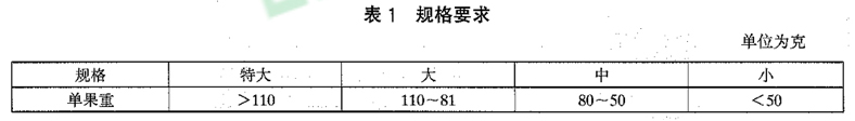 蓮霧放冷庫(kù)前分級(jí)標(biāo)準(zhǔn)